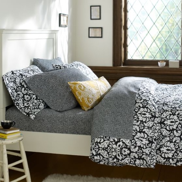 Black and white damask patterned duvet cover - Picture 3 of 8